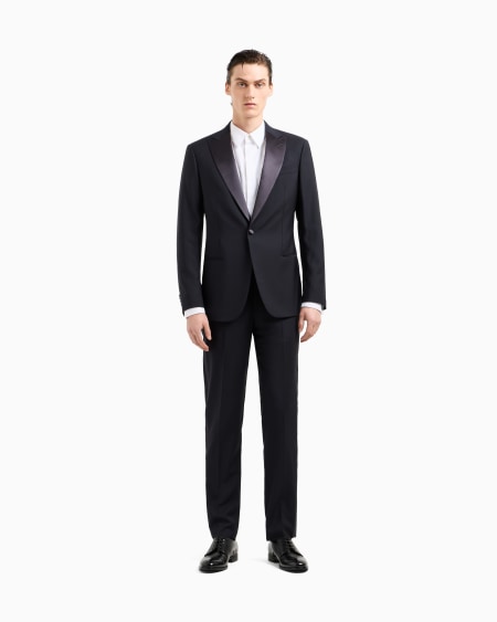 A|x Armani Exchange Pure Wool Half-canvassed Slim-fit Tuxedo From The Icon Soho Line