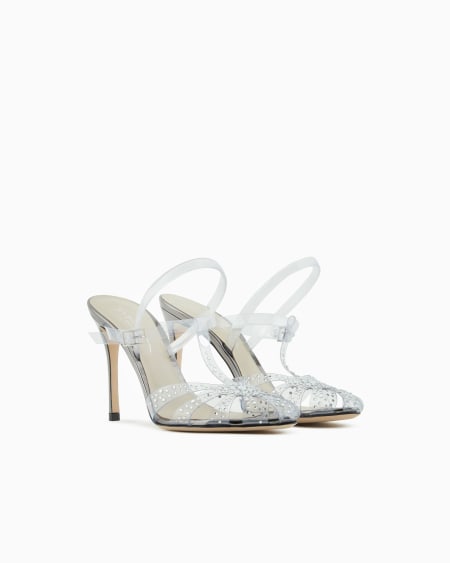 A|x Armani Exchange PVC And Rhinestone Heeled Sandals