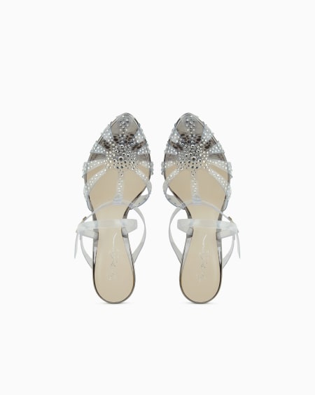A|x Armani Exchange PVC And Rhinestone Heeled Sandals