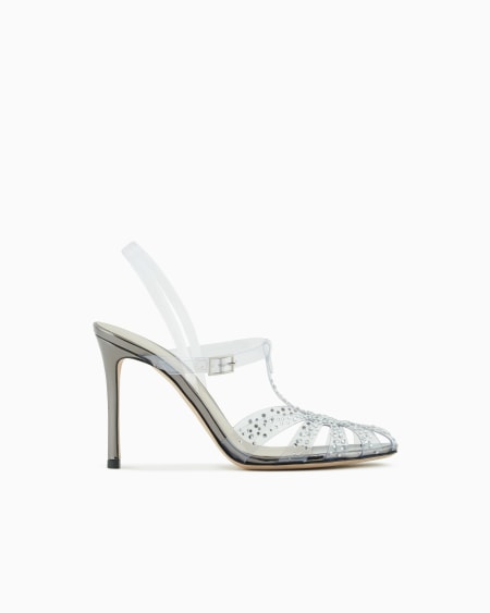 a|x armani exchange PVC and rhinestone heeled sandals