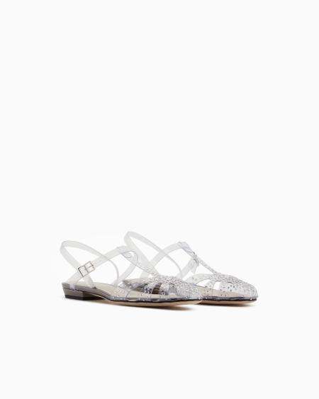 A|x Armani Exchange PVC And Rhinestone Slingback Ballerinas