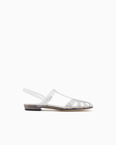 a|x armani exchange PVC and rhinestone slingback ballerinas