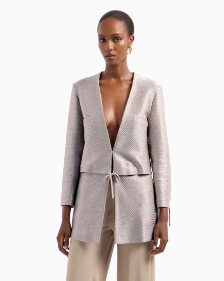 A|x Armani Exchange Raffia-effect Cotton And Viscose Jacket