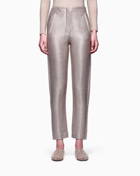 A|x Armani Exchange Raffia-effect Cotton And Viscose Trousers