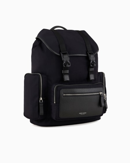 A|x Armani Exchange Recycled-nylon And Pebbled-leather Backpack ASV