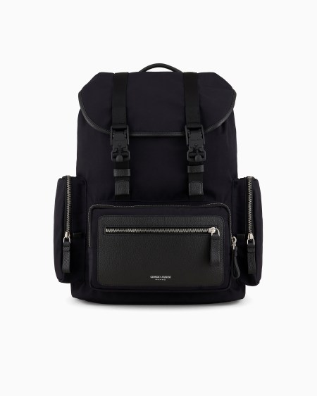 a|x armani exchange Recycled-nylon and pebbled-leather backpack ASV