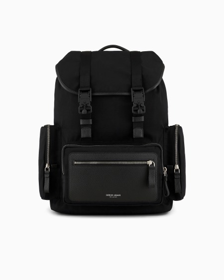 a|x armani exchange Recycled-nylon and pebbled-leather backpack ASV