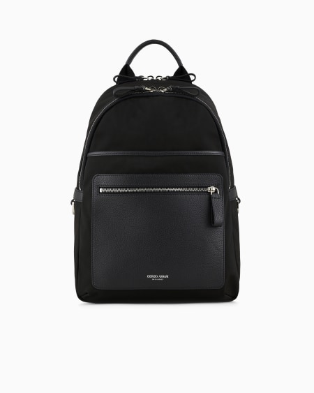 a|x armani exchange Recycled-nylon and pebbled-leather backpack ASV