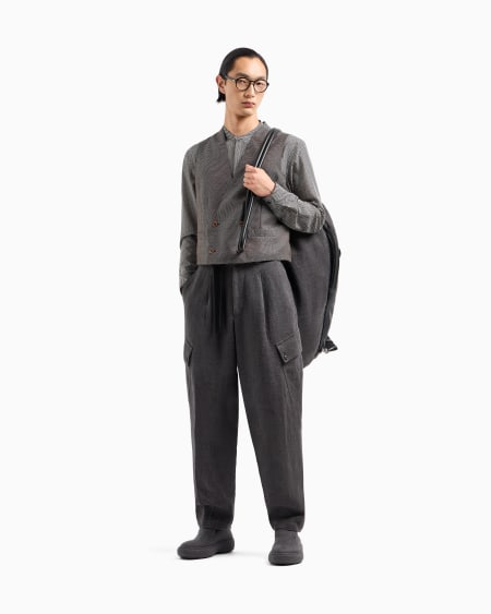 A|x Armani Exchange Regular-fit Chevron-print Silk And Cotton Shirt