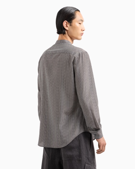 A|x Armani Exchange Regular-fit Chevron-print Silk And Cotton Shirt