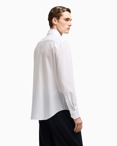 A|x Armani Exchange Regular-fit Cotton-seersucker Shirt