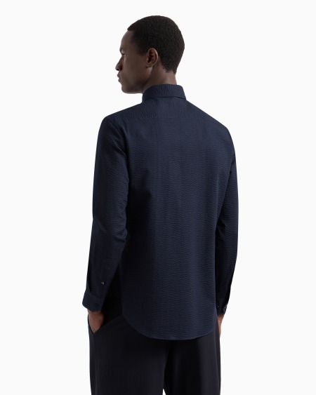 A|x Armani Exchange Regular-fit Cotton-seersucker Shirt