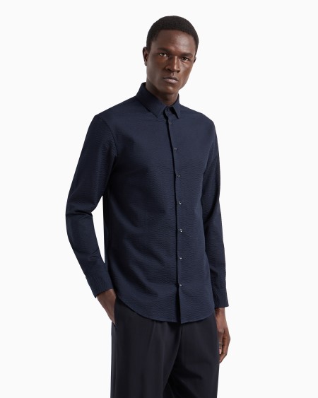 A|x Armani Exchange Regular-fit Cotton-seersucker Shirt