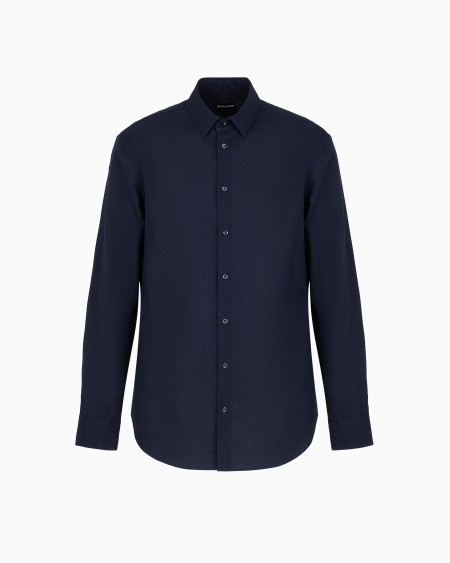 a|x armani exchange Regular-fit cotton-seersucker shirt