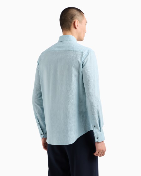 A|x Armani Exchange Regular-fit Cotton-seersucker Shirt