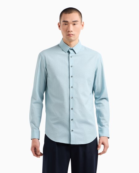 A|x Armani Exchange Regular-fit Cotton-seersucker Shirt