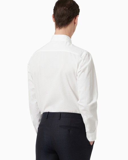 A|x Armani Exchange Regular-fit Cotton-seersucker Shirt