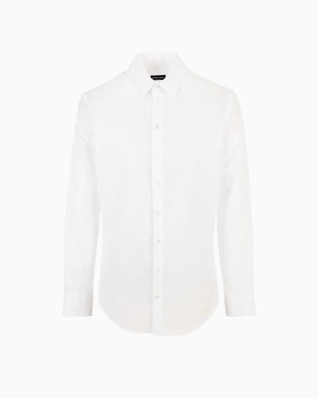 a|x armani exchange Regular-fit cotton-seersucker shirt