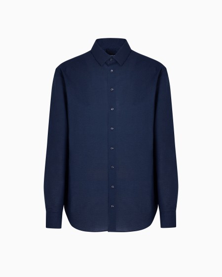 a|x armani exchange Regular-fit cotton-seersucker shirt