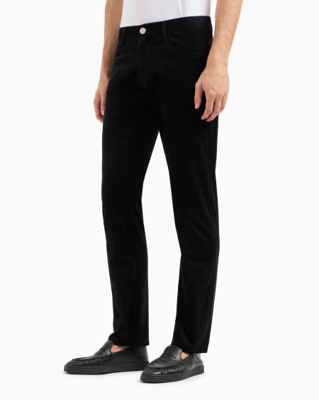 A|x Armani Exchange Regular-fit Five-pocket Trousers In Ribbed Cotton And Cashmere