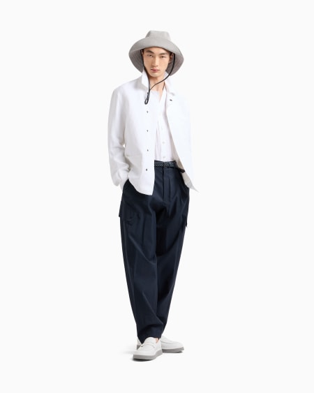 A|x Armani Exchange Regular-fit Linen Shirt With Front Ribs