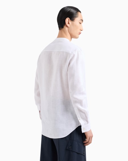 A|x Armani Exchange Regular-fit Linen Shirt With Front Ribs