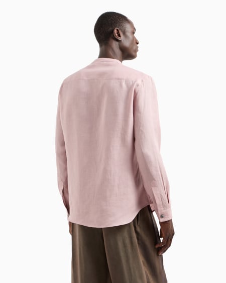 A|x Armani Exchange Regular-fit Linen Shirt With Front Ribs