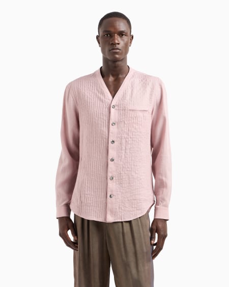 A|x Armani Exchange Regular-fit Linen Shirt With Front Ribs