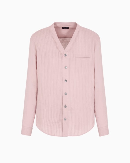 a|x armani exchange Regular-fit linen shirt with front ribs