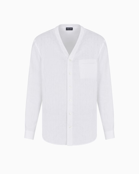 a|x armani exchange Regular-fit linen shirt with front ribs