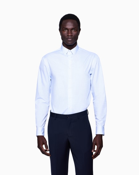 A|x Armani Exchange Regular-fit Shirt In Micro-check Cotton