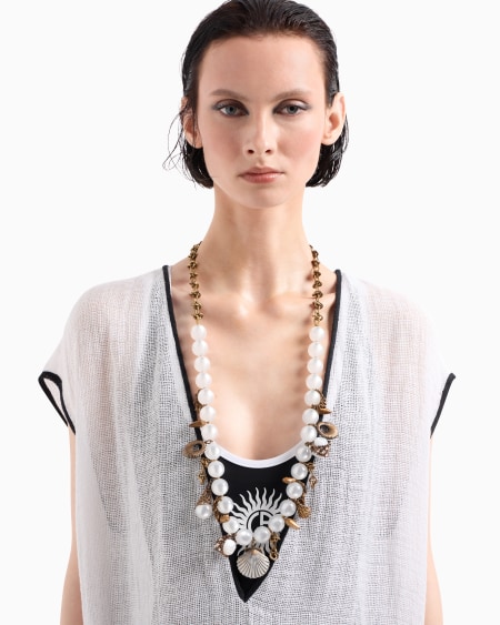 A|x Armani Exchange Resin Choker Necklace With Brass Pendants