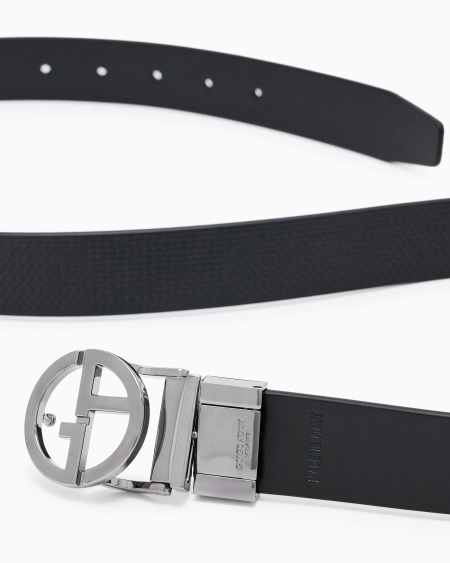 A|x Armani Exchange Reversible GA Belt In Brushed Calfskin