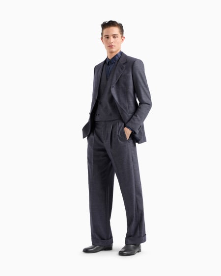 A|x Armani Exchange Royal Line Single-breasted Suit In Denim-effect Virgin Wool And Cashmere