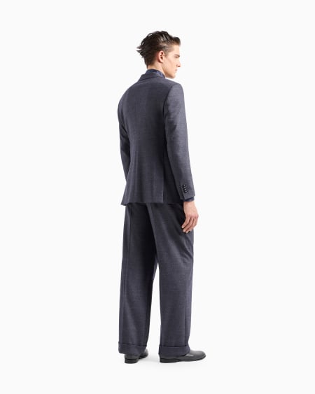 A|x Armani Exchange Royal Line Single-breasted Suit In Denim-effect Virgin Wool And Cashmere