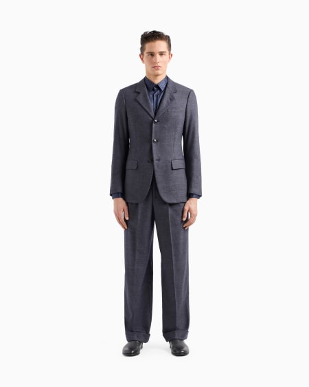 A|x Armani Exchange Royal Line Single-breasted Suit In Denim-effect Virgin Wool And Cashmere