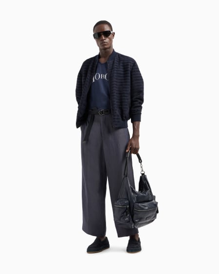 A|x Armani Exchange Seersucker Blouson With Suede Inserts