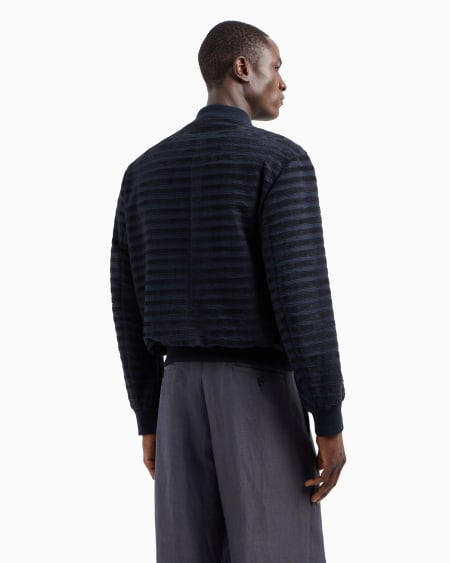 A|x Armani Exchange Seersucker Blouson With Suede Inserts