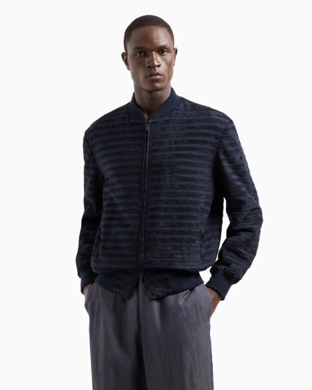 A|x Armani Exchange Seersucker Blouson With Suede Inserts