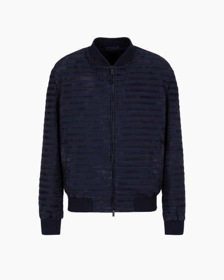 a|x armani exchange Seersucker blouson with suede inserts