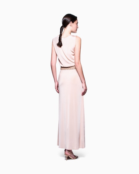 A|x Armani Exchange Shiny Long Viscose Jersey Long Dress