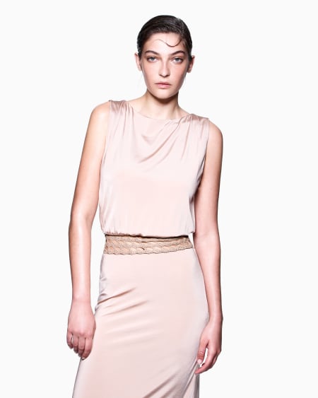 A|x Armani Exchange Shiny Long Viscose Jersey Long Dress