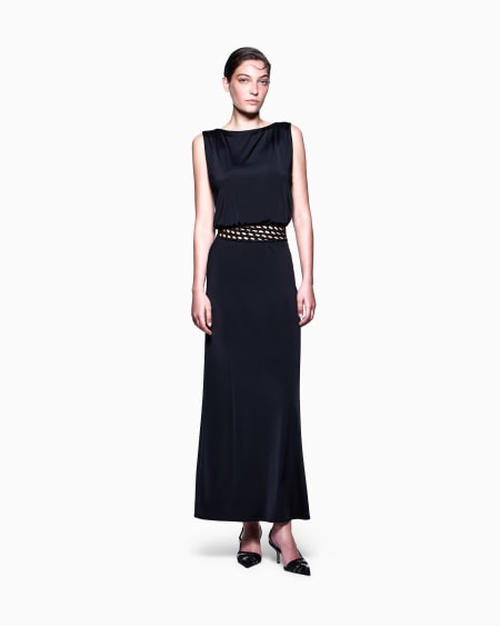A|x Armani Exchange Shiny Long Viscose Jersey Long Dress
