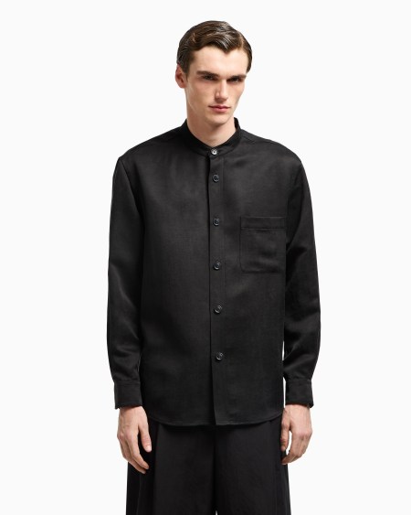 A|x Armani Exchange Shirt Jacket In Lyocell And Linen Canvas