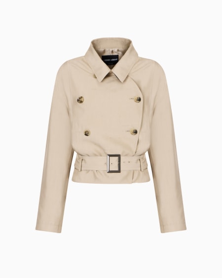 a|x armani exchange Short double-breasted jacket in washed shantung silk