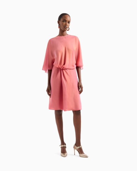 A|x Armani Exchange Short Dress In Two-tone Silk Chiffon