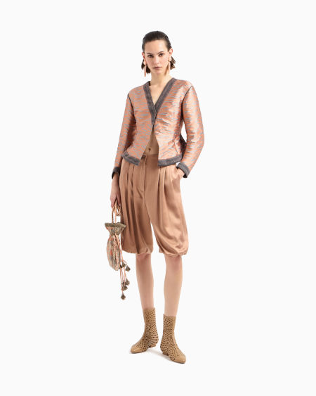 A|x Armani Exchange Short Jacket In A Jacquard Silk Blend