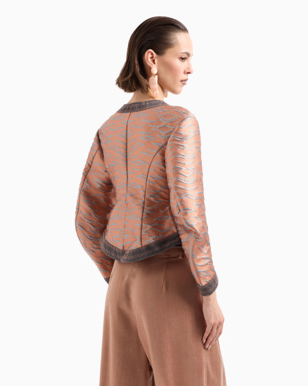 A|x Armani Exchange Short Jacket In A Jacquard Silk Blend