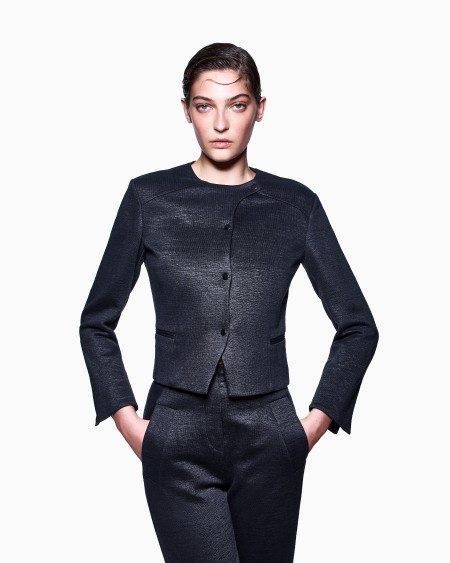 A|x Armani Exchange Short Jacket In A Viscose And Linen Jersey