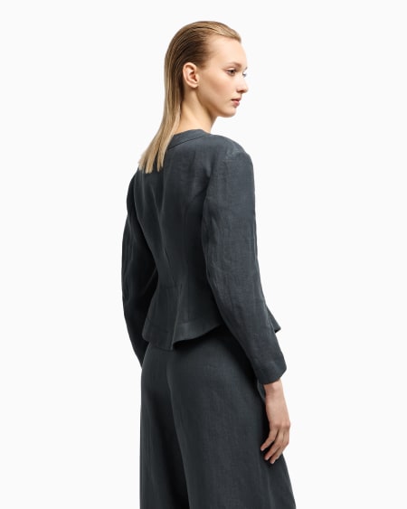 A|x Armani Exchange Short Single-breasted Linen Jacket